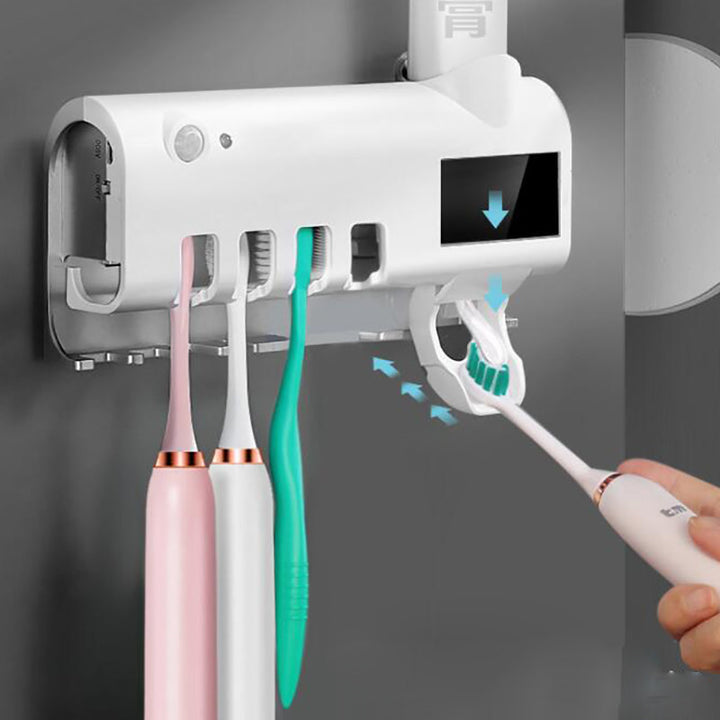 🦷 Smart Oral Care – UV Toothbrush Sterilizer &amp; Automatic Toothpaste Dispenser! 🛡️