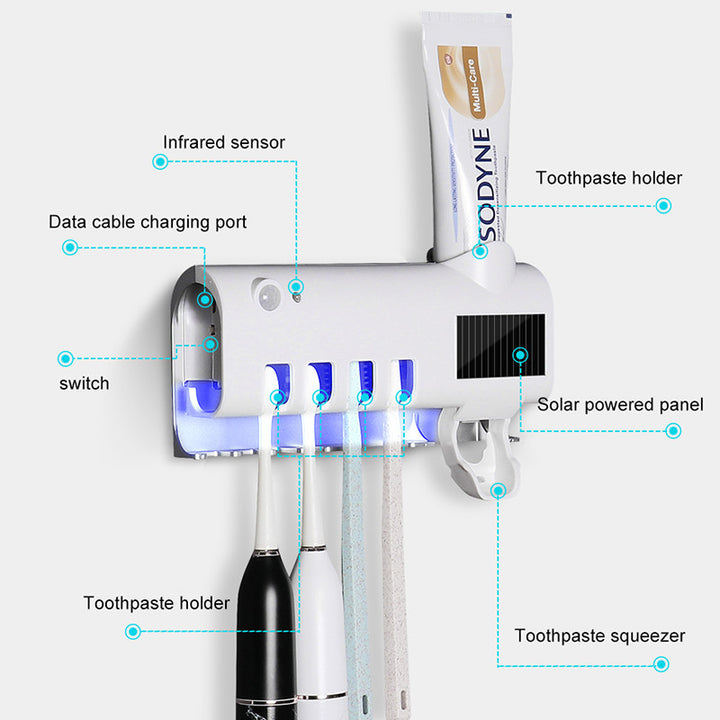 🦷 Smart Oral Care – UV Toothbrush Sterilizer &amp; Automatic Toothpaste Dispenser! 🛡️