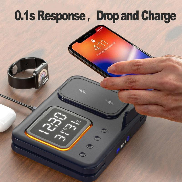 🚀 15W Wireless Charger 5-in-1 – The Ultimate Smart Charging Solution! 📱⌚🎧