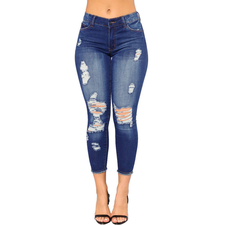 Ripped Denim Women's Pants Tight