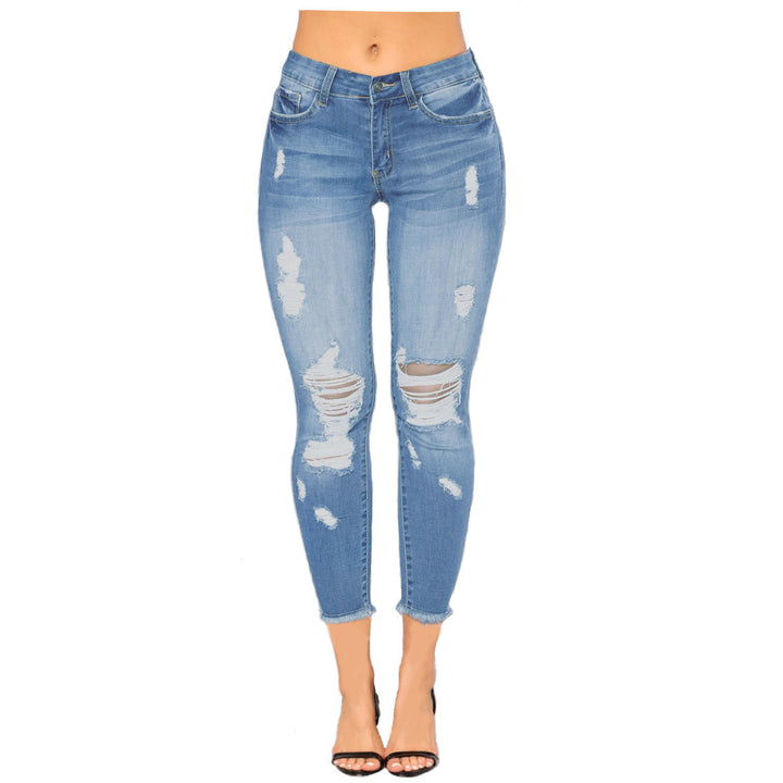 Ripped Denim Women's Pants Tight