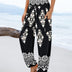 Sling Smocking Waist Positioning Printed Wide Leg Jumpsuit