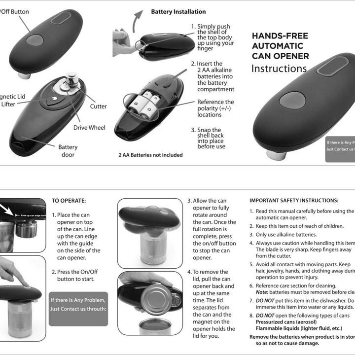 🔄 Effortless Can Opening – One-Touch Electric Can Opener! 🍽️