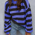 Autumn And Winter New Contrast Color Loose Shoulder Striped Pullover Sweater