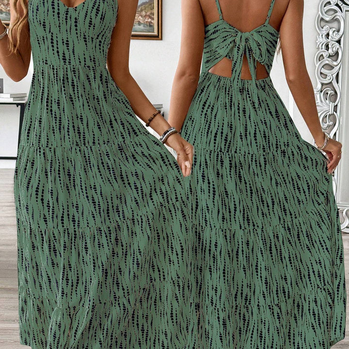 Women's Bohemian Style Suspender Stitching Dress Long Dress Maxi Vacation Beach Outfit